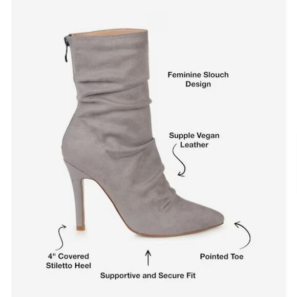 New Journee Markie Gray Suede Slouch Stiletto Heel Boots Sz 10 - Picture 5 of 10